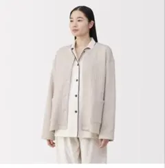 婦人　コットン混キルト　カーディガン　ライトベージュ　M