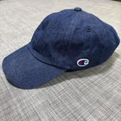 美品　Champion チャンピオン デニムキャップ 帽子 ワンポイント刺繍ロゴ