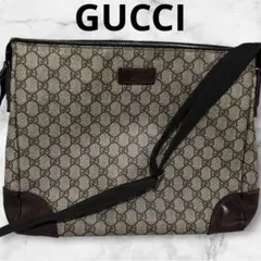 GUCCI GGキャンバス クロスボディ ショルダーバッグ 茶 PVCレザー