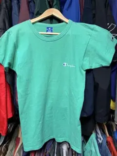 90s Champion USA製 ワンポイントTシャツ グリーン 青タグ 古着