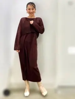 ツーピース　ニットキャミソールワンピ