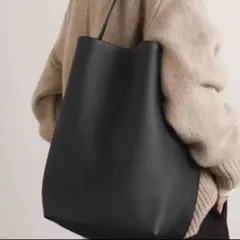 トートバッグ 本革 バケツ型 縦型 ブラック Lサイズ 軽量 ワンショルダー