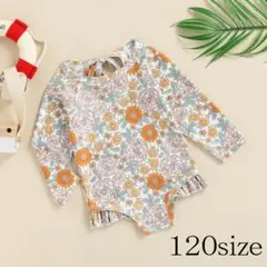 新品　未使用　水着 120 女の子 ベビー 長袖 花柄 海外 ボタニカル お洒落