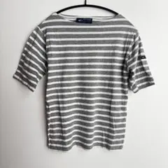 SAINT JAMES ストライプ Tシャツライトグレー白