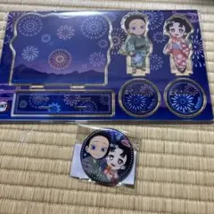 鬼滅の刃花火大会狛治と恋雪WEBSHOPくじ　ジオラマアクリルスタンド　缶バッジ