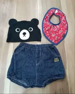 【美品】ミキハウス　スタイ・ブルマ・帽子セット