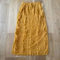 【大人気美品】サマンサモスモス　オレンジ イエロー　シアーフリルナロースカートのサムネイル