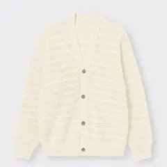 GU 透かし編みニットカーディガン　オフホワイト　M