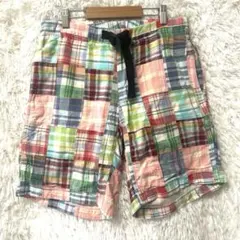 セブンデイズ サンデイ パッチワークチェック柄ショートパンツ ウェビングベルト付のサムネイル