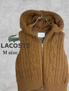 美品 LACOSTE M ニットダウンベスト フード ニッ 36サイズ 秋冬