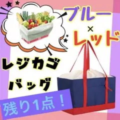 【残り1点です！】レジカゴバッグ ブルー×レッド 保温保冷 エコバッグ 大容量