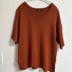 StyleNanda 半袖 ニット パール装飾 テラコッタのサムネイル