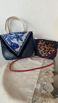 ハンドメイド　ハワイアンバッグ　ミニトートバッグ