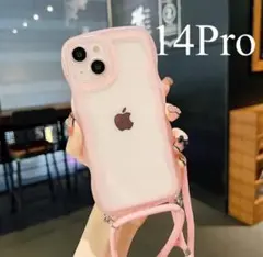 .うねうね 紐 ピンク iPhone 14Pro 大人気 韓国 ケータイカバー