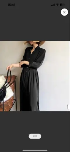 ブラック ロングシャツワンピース M
