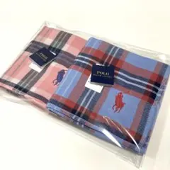 新品　ポロラルフローレン　タオルハンカチ　チェック　ピンク　ブルー　ギフト