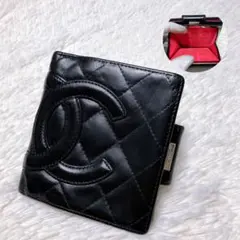 ♡美品♡シャネル カンボンライン 二つ折り財布 がま口 ブラック ココマークロゴ