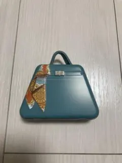 新品 ☆カルディ☆ ミニチュアハンドバッグ缶 ブルー 缶のみのサムネイル