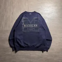 【90's】USA製　Hanes センターロゴプリント　スウェット　ネイビーXL