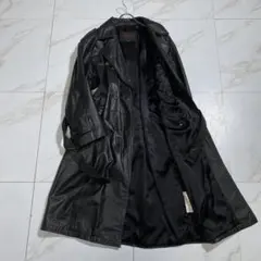 希少⭐︎ ヴィンテージ カウレザー 超ロングダブルトレンチコート 大きいサイズ