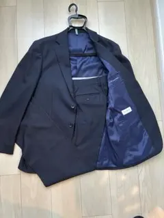 【クリーニング済】AOKI セットアップ スーツ ネイビーストライプ L相当