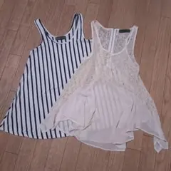 CECIL McBEE ストライプ ノースリーブチュニック