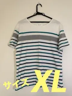 【THE SHOP TK】マルチボーダー 半袖カットソー XL コットン100%のサムネイル
