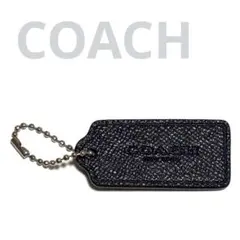 未使用 COACH コーチ レザー バッグ チャーム タグ キーホルダーネイビー