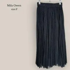 ミラオーウェンMila Owen✨美品✨ロングプリーツスカート　ドット　水玉　黒