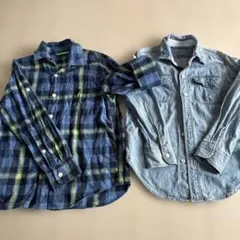 チェック柄長袖・デニムシャツ　セット価格