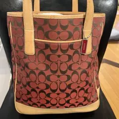 COACH シグネチャー トートバッグ レッド ブラウン