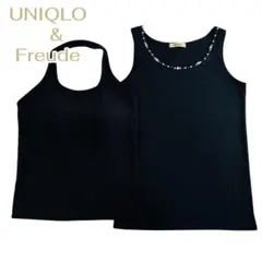 UNIQLO ブラトップ タンクトップ 2枚　M相当 黒 ビジュー　インナー