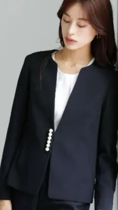 WHITE JOOLA ネイビー ノーカラージャケット 卒業入学式　新品タグ付