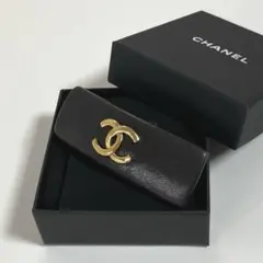 CHANEL シャネル レザー バレッタ ココマーク 箱付き