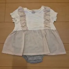 フリル付きワンピース風ロンパース 70cm