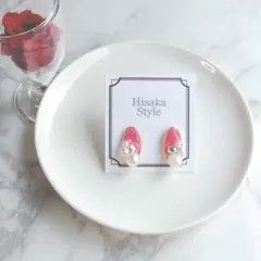 [002]ピアス ハンドメイド 1点 小ぶり ピンク SALE handmade