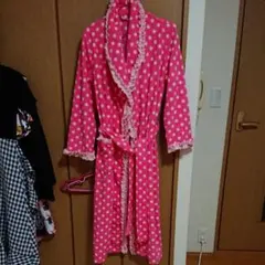 ピーチジョンPJPEACH JOHNピンクドット柄ガウンルームウエア