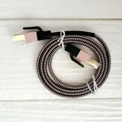 SALE⭐CAT7細径メッシュLANケーブルツメ折れ防止 ピンクブラックおしゃれのサムネイル