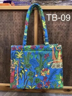 SUPER SALE !!! カンタ刺繍 トートバッグ TB-09 ブルー系のサムネイル