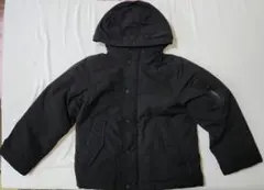 GU　キッズ120　ブラック フード付きダウンコート