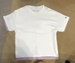 Champion ポケット付き Tシャツ ホワイト/ラベンダー