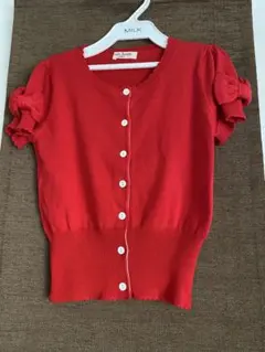 Emily Temple cute 半袖ニットカーディガン レッドのサムネイル