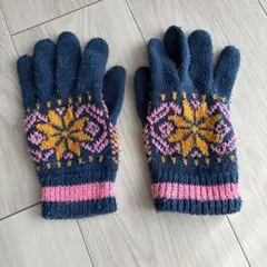 BEAMS HEART ウール混紡手袋 ネイビー