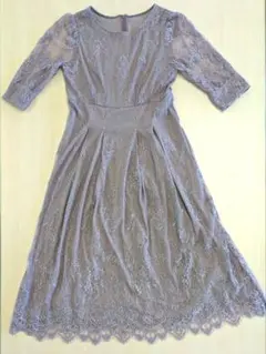 ROPEPICNIC パープル 総レース パーティードレス 七分袖