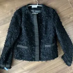 【バーニーズニューヨーク】美品黒ツイードジャケット　オケージョン　入学式卒業式