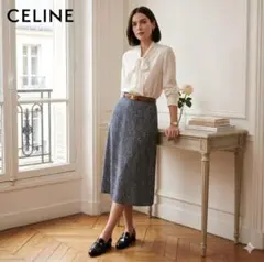 【CELINE/セリーヌ】 フラワープリント フレアスカート 38/Mのサムネイル