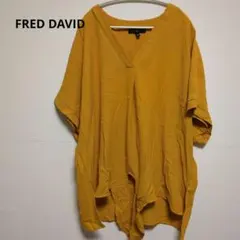 FRED DAVID オレンジ Vネック シャツ 1X