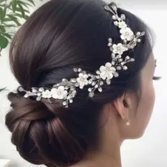 フラワー 花 ビーズ ウェディングヘッドドレス