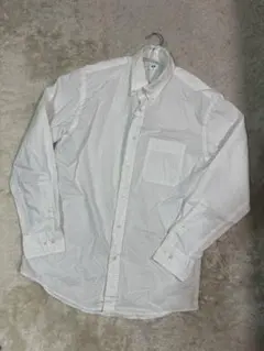 【美品】UNIQLOホワイト ドット柄 長袖ワイシャツSサイズ