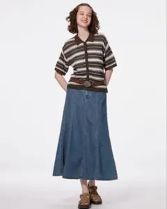 ライトデニムフレアマキシスカート